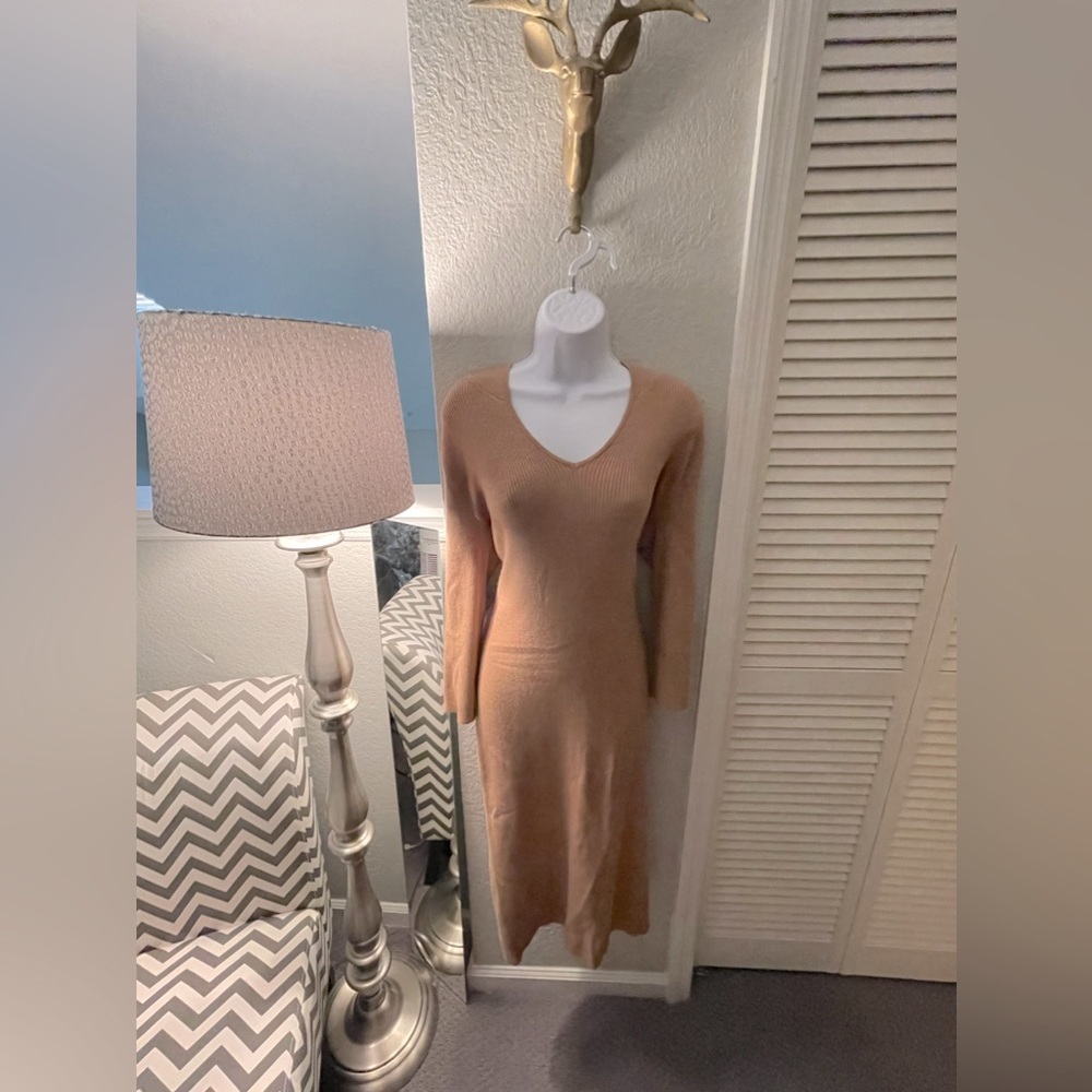 Sweater dress, Camel, hooded NY&co